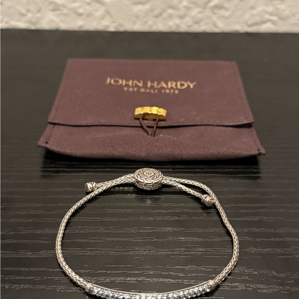 John Hardy 925 Sterling Silver Pave Blue Sapphire Icon Slider Bracelet $1295
